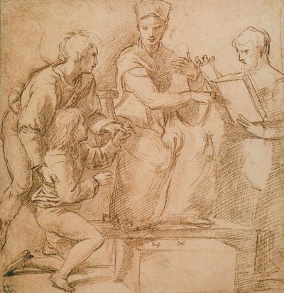 Four Figures (Madonna and Child?) by Raffaello Sanzio Raphael